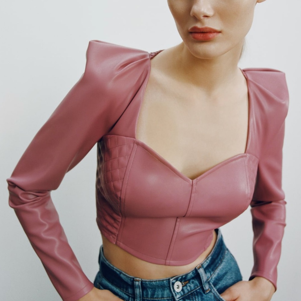 NWT ZARA FAUX LEATHER CROP TOP